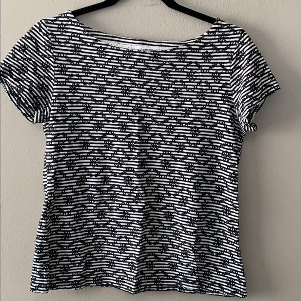 Donating soon! Postmark striped and embroidered t shirt